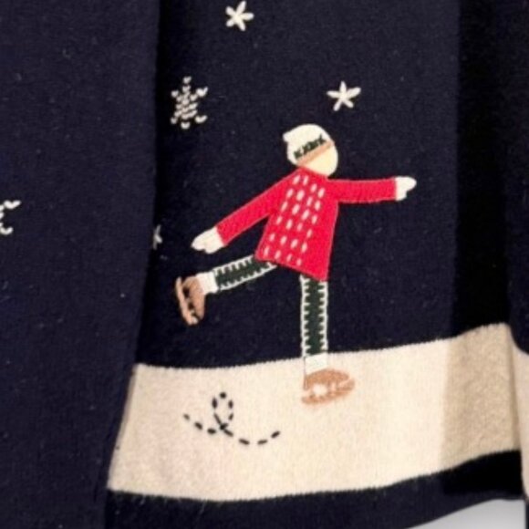 Vintage 90s Jones New York Sport Lambswool Ice Skating Cardigan Sweater Sz L - Picture 5 of 7